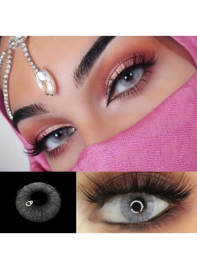 UYAAI ICE Gray Yearly Colored Contact Lenses, Unisex Cosmetic Contact Lenses, Natural Fashion Lenses, 42% Water Soft Lenses - Image 1